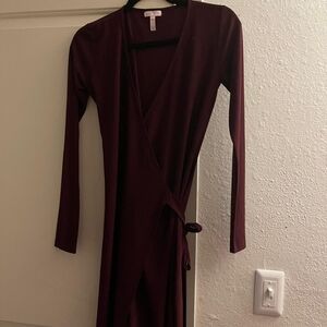 Elegant Burgundy Wrap Dress